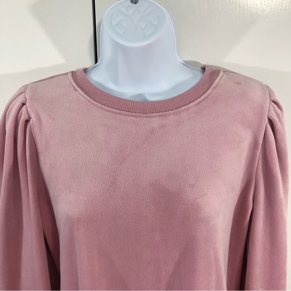NWOT- REVOLVE- 1.STATE Rose Pink Velour Sweatshirt Style Top. Size L - Picture 2 of 9